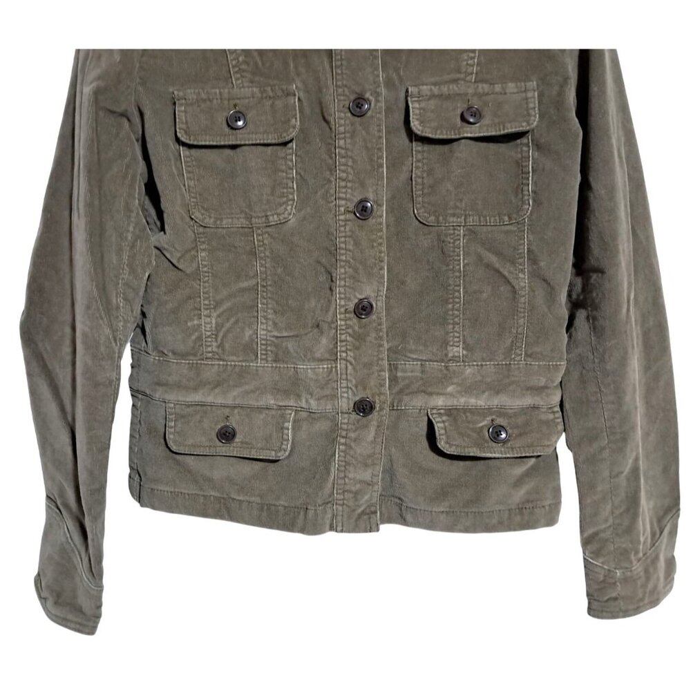 JAG Jeans Olive Green Corduroy Jacket Womens M Epaulets - Picture 5 of 10